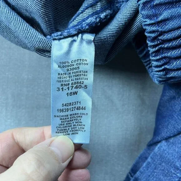 Woman Within Jeans Women 16W Straight Elastic Waist Blue High Rise Pull On NWT - Picture 4 of 8